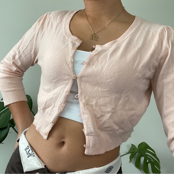 baby pink button up cardigan - Picture 4 of 6